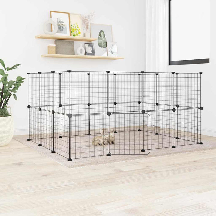 Cușcă Animale De Companie Cu Ușă 60 Panouri Negru 35X35 Cm Oțel