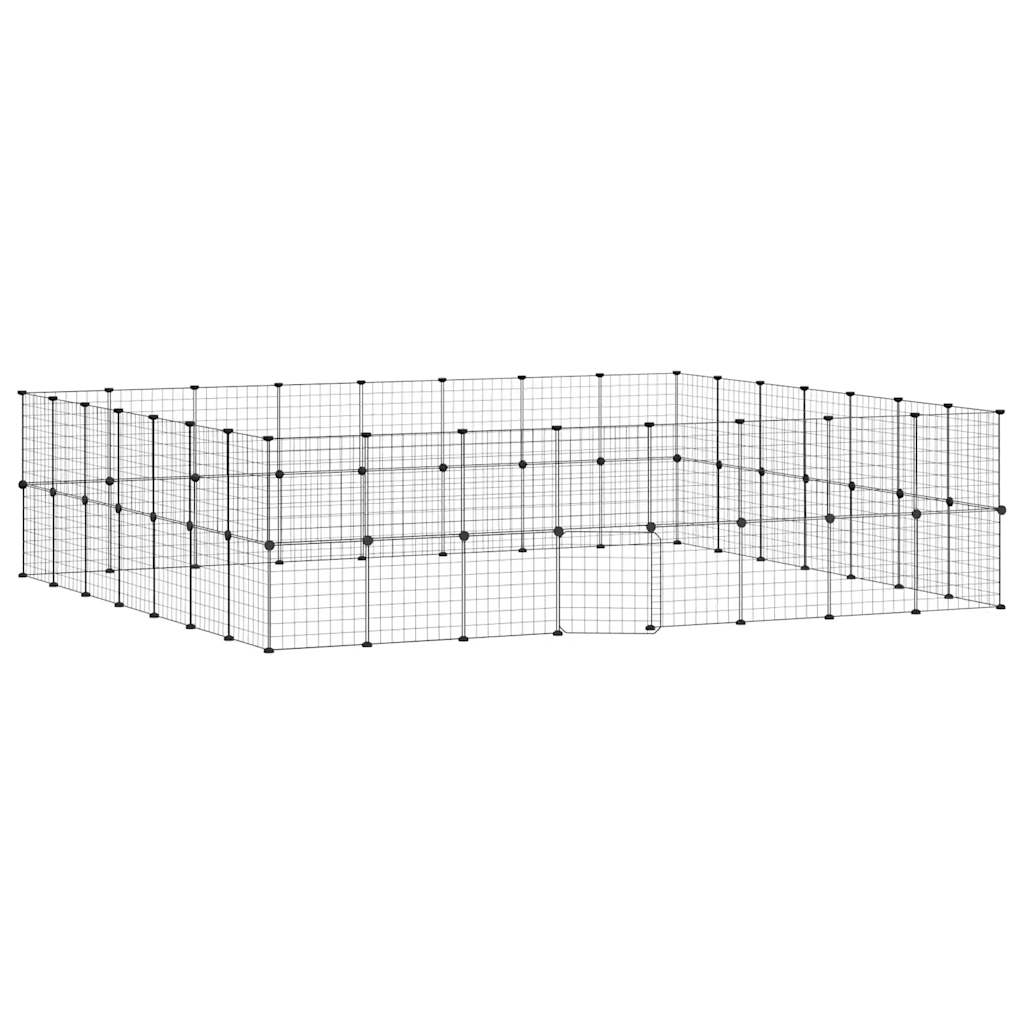 Cușcă Animale De Companie Cu Ușă 60 Panouri Negru 35X35 Cm Oțel