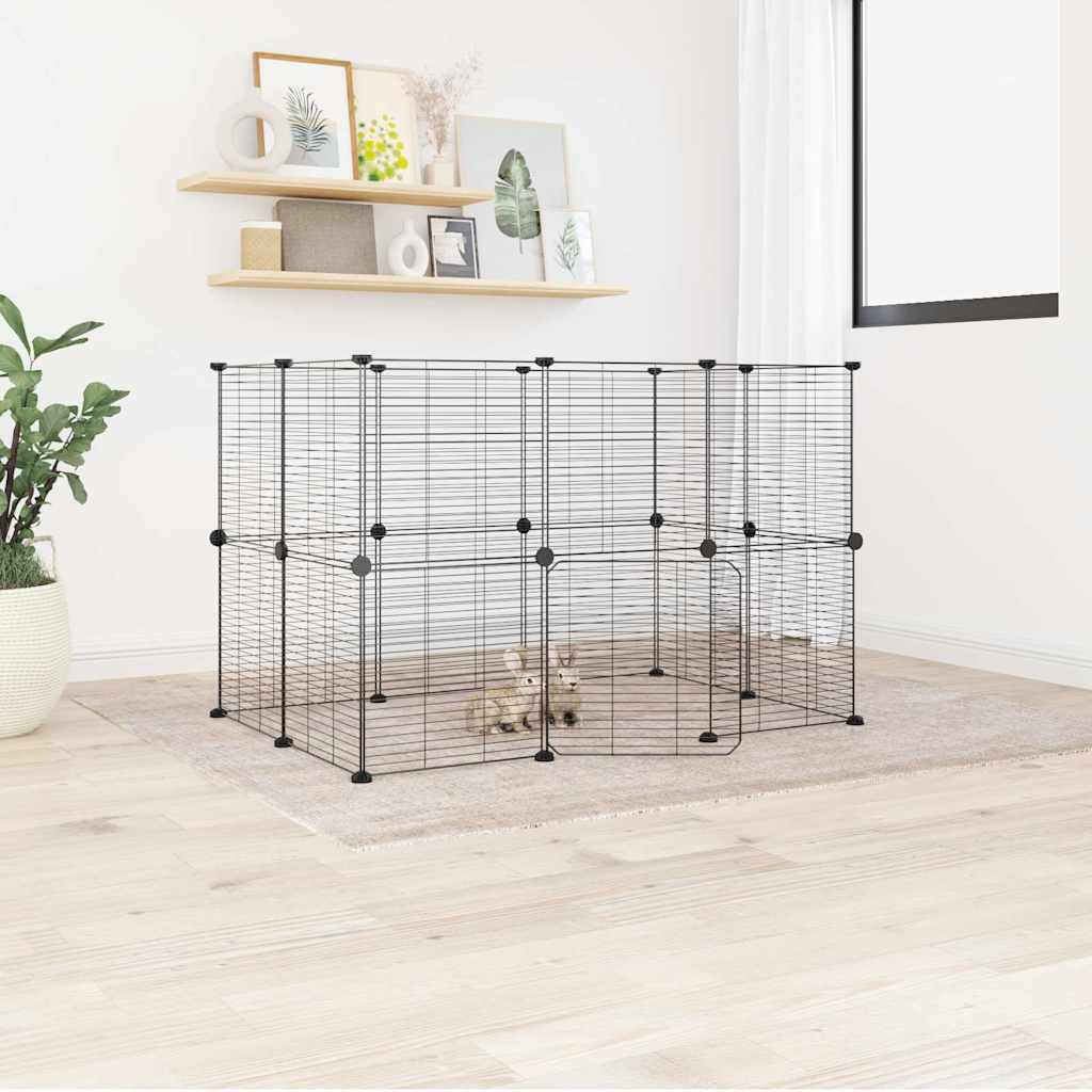 Cușcă Animale De Companie Cu Ușă 60 Panouri Negru 35X35 Cm Oțel