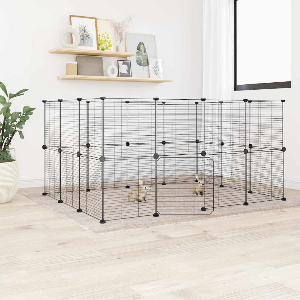 Cușcă Animale De Companie Cu Ușă 60 Panouri Negru 35X35 Cm Oțel