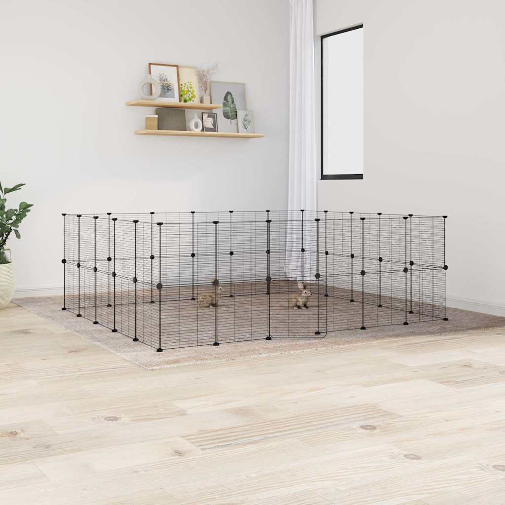 Cușcă Animale De Companie Cu Ușă 60 Panouri Negru 35X35 Cm Oțel