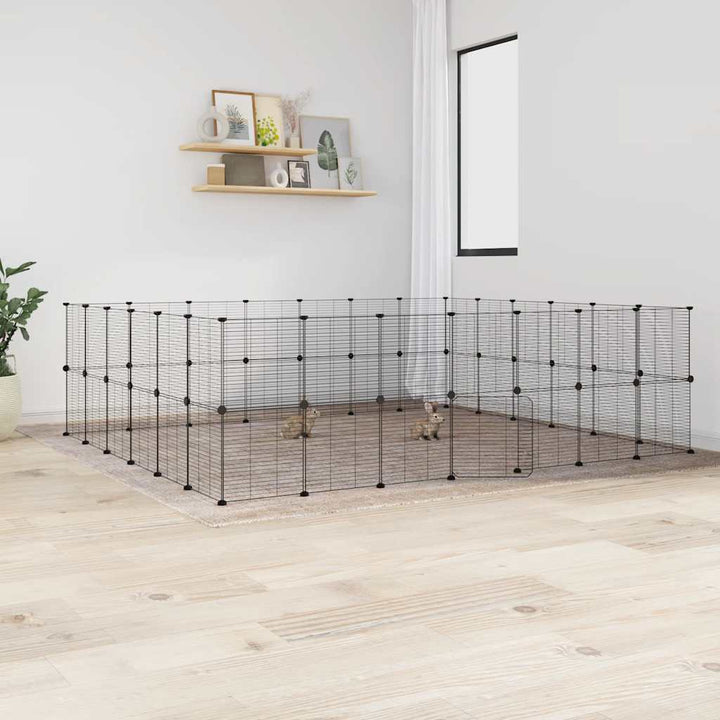 Cușcă Animale De Companie Cu Ușă 60 Panouri Negru 35X35 Cm Oțel