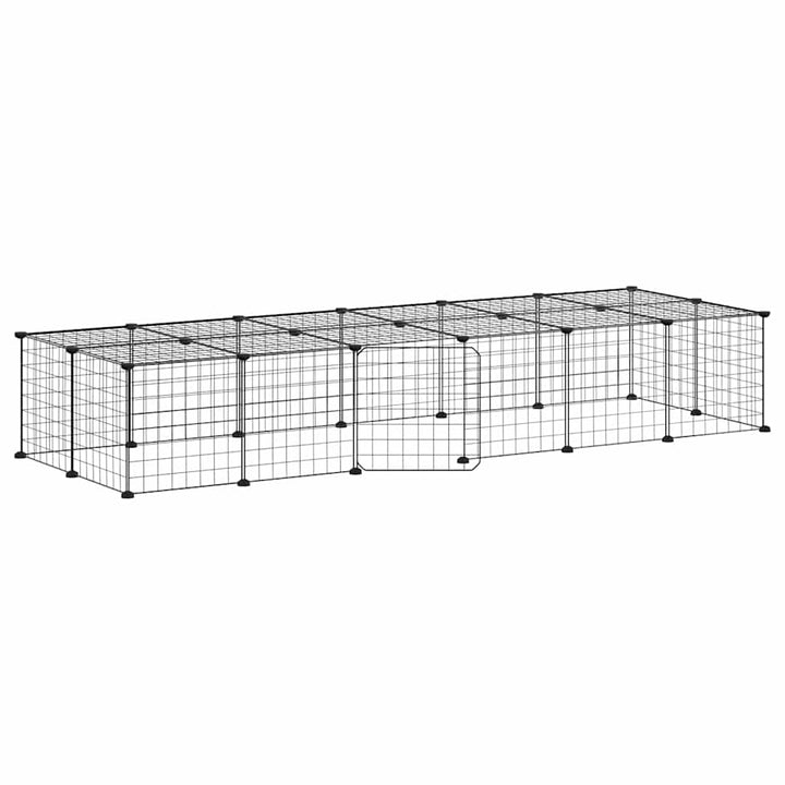 Cușcă Animale De Companie Cu Ușă 28 Panouri Negru 35X35 Cm Oțel