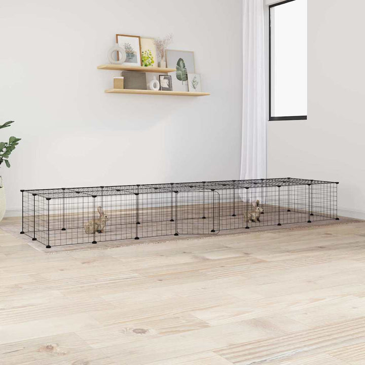 Cușcă Animale De Companie Cu Ușă 28 Panouri Negru 35X35 Cm Oțel