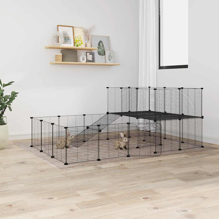 Cușcă Animale De Companie Cu Ușă 20 Panouri Negru 35X35 Cm Oțel