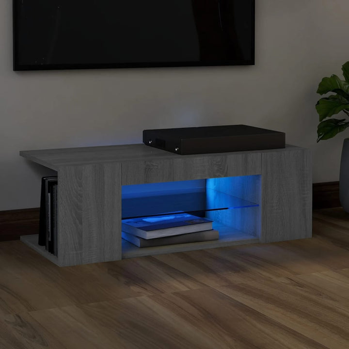 Comodă Tv Cu Lumini Led, Stejar Maro, 90X39X30 Cm