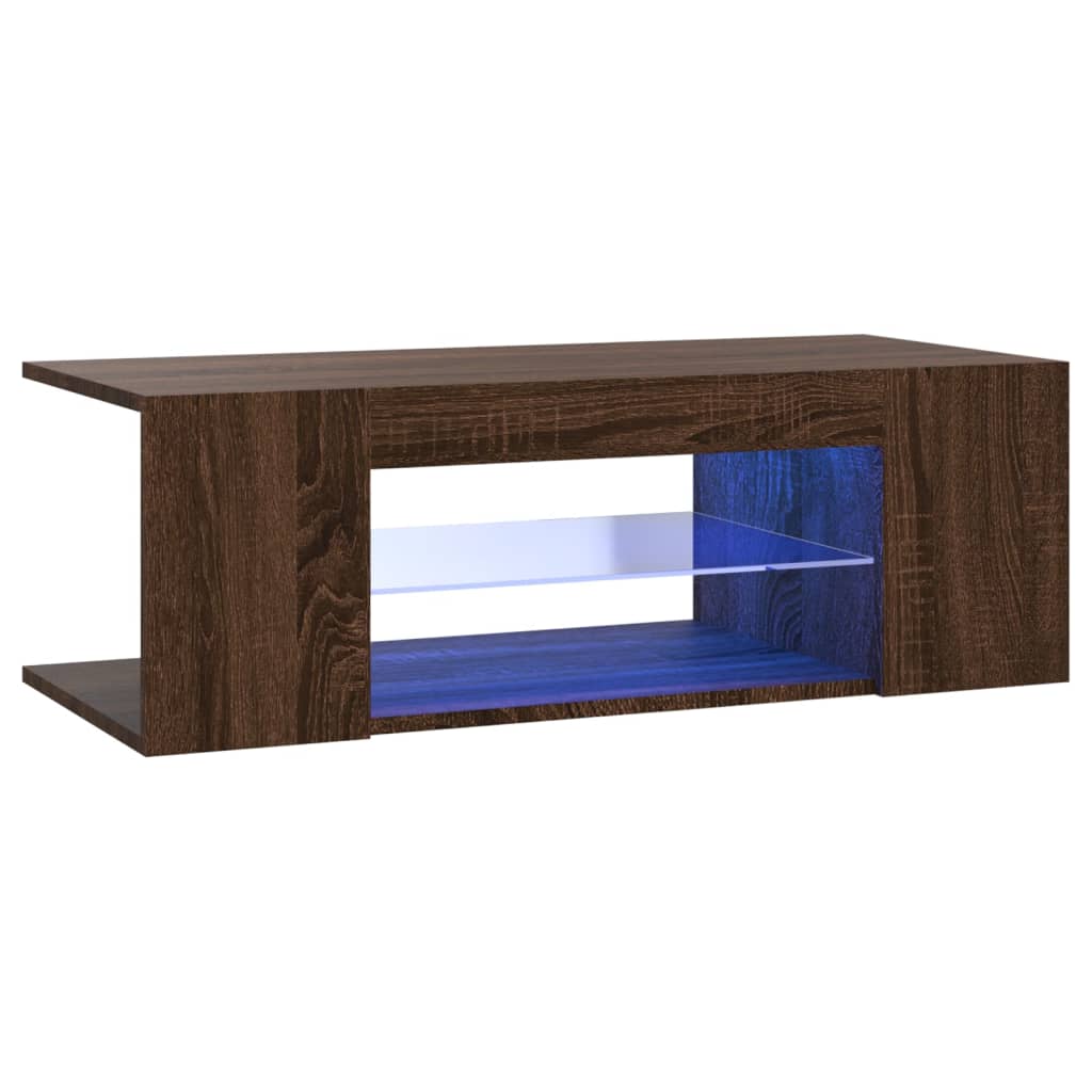 Comodă Tv Cu Lumini Led, Stejar Maro, 90X39X30 Cm
