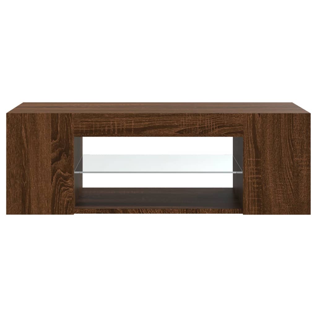Comodă Tv Cu Lumini Led, Stejar Maro, 90X39X30 Cm