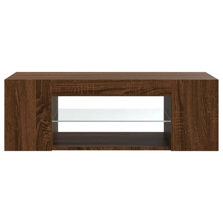 Comodă Tv Cu Lumini Led, Stejar Maro, 90X39X30 Cm