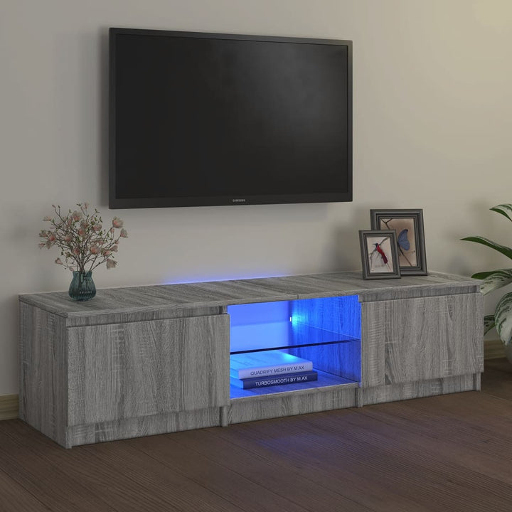 Comodă Tv Cu Lumini Led, Stejar Maro, 120X30X35,5 Cm
