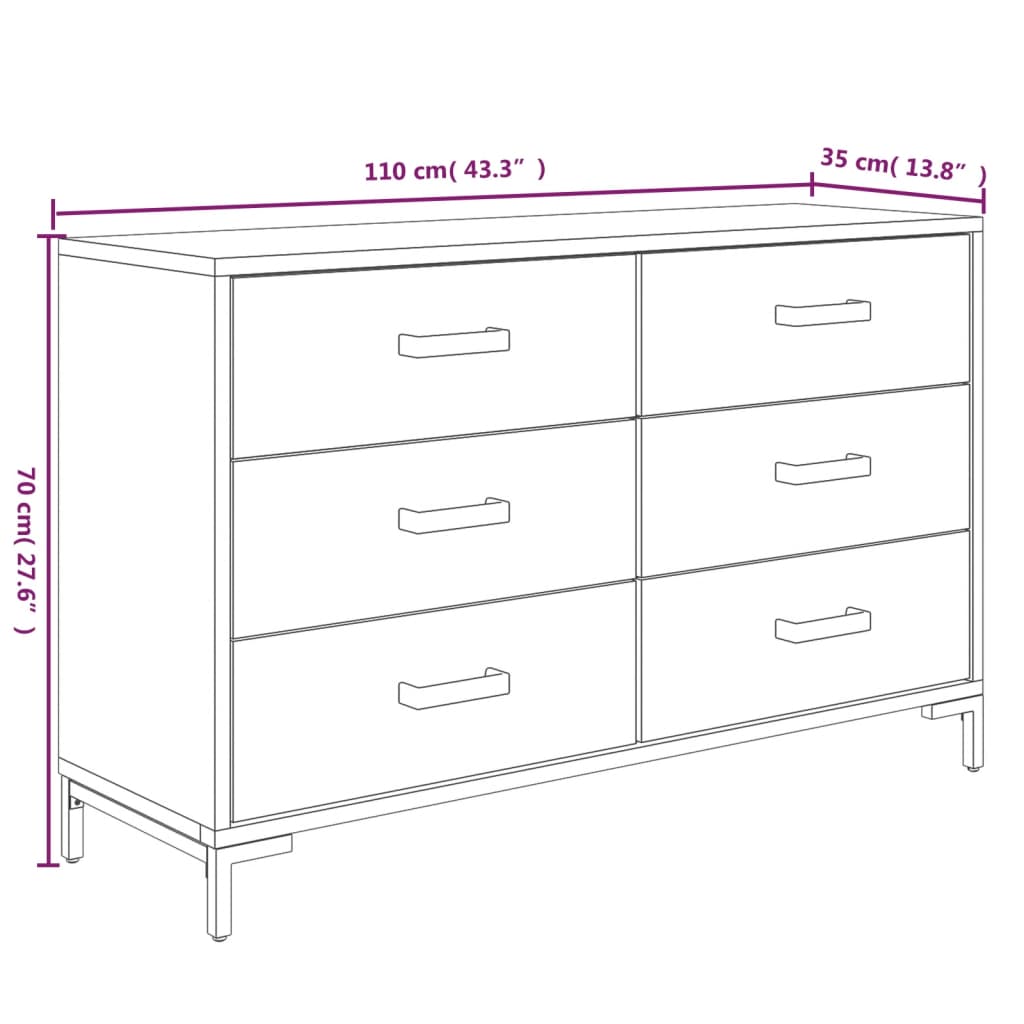 Servantă, , 110X35X70 Cm, Lemn Masiv De Pin Reciclat