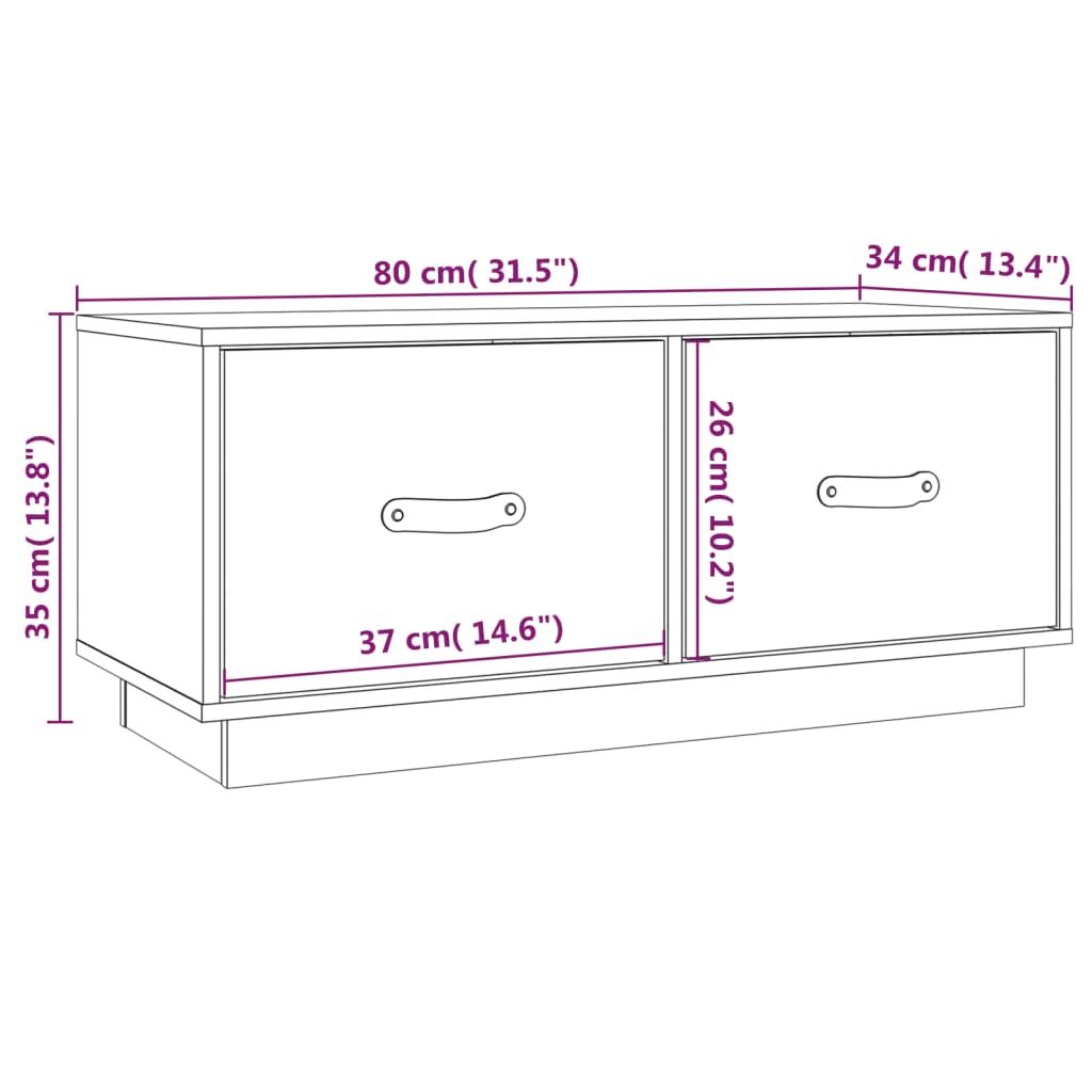 Comodă Tv, , 80X34X35 Cm, Lemn Masiv De Pin