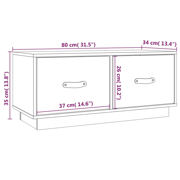 Comodă Tv, , 80X34X35 Cm, Lemn Masiv De Pin