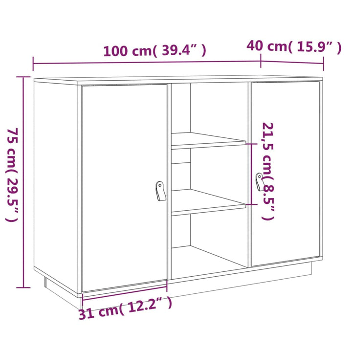 Dulap, , 100X40X75 Cm, Lemn Masiv De Pin