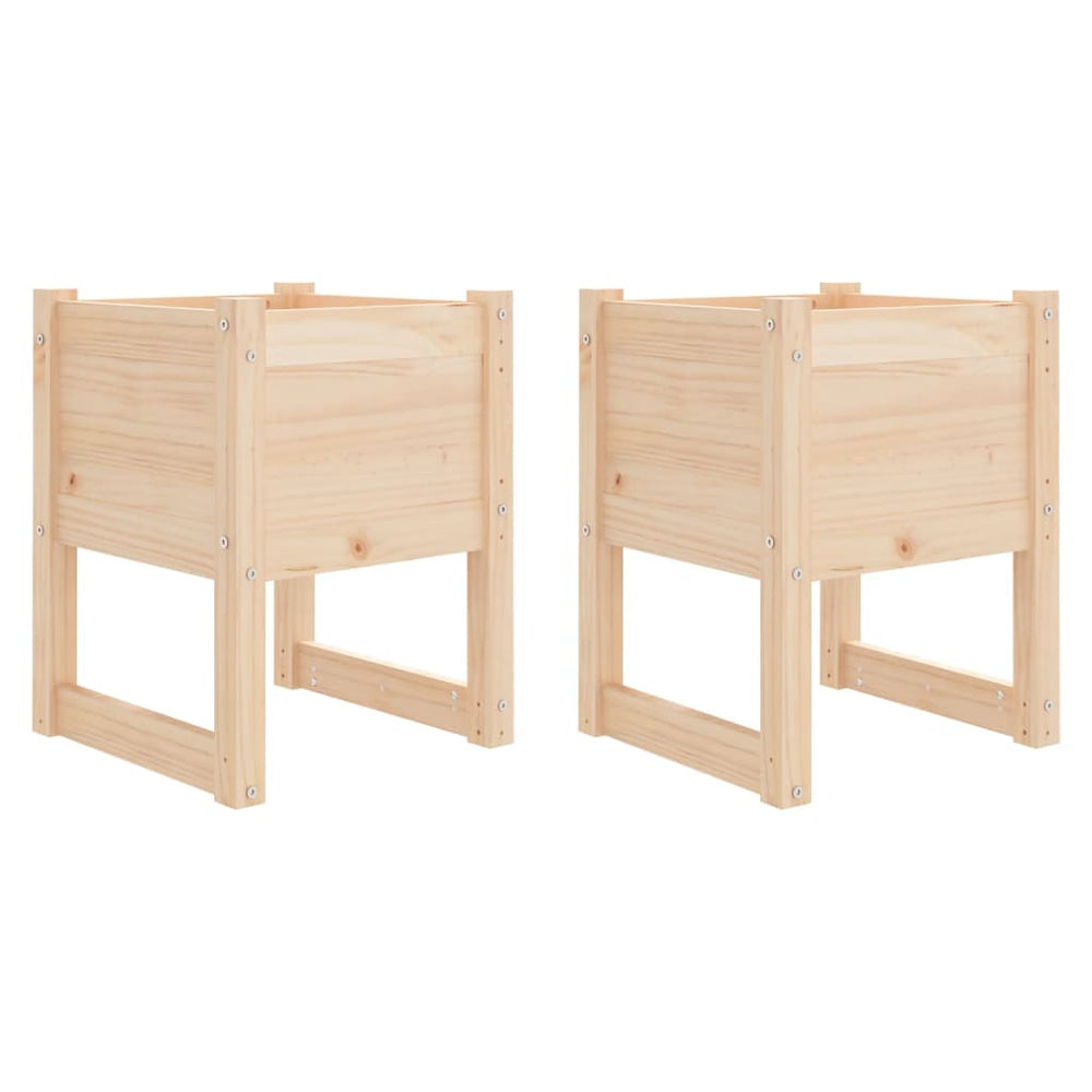 Jardiniere, 2 Buc, 40X40X52,5 Cm, Lemn Masiv De Pin Natural