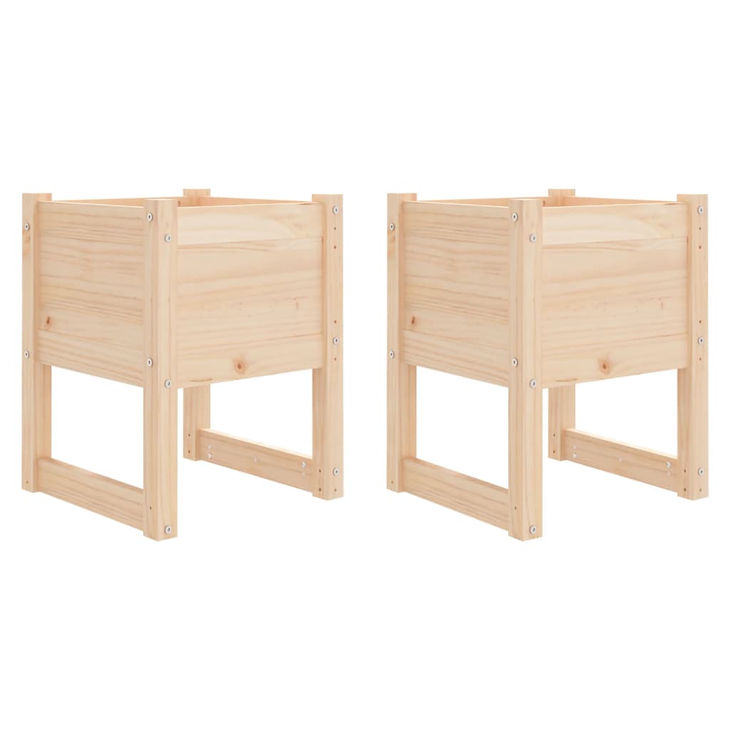 Jardiniere, 2 Buc, 40X40X52,5 Cm, Lemn Masiv De Pin Natural