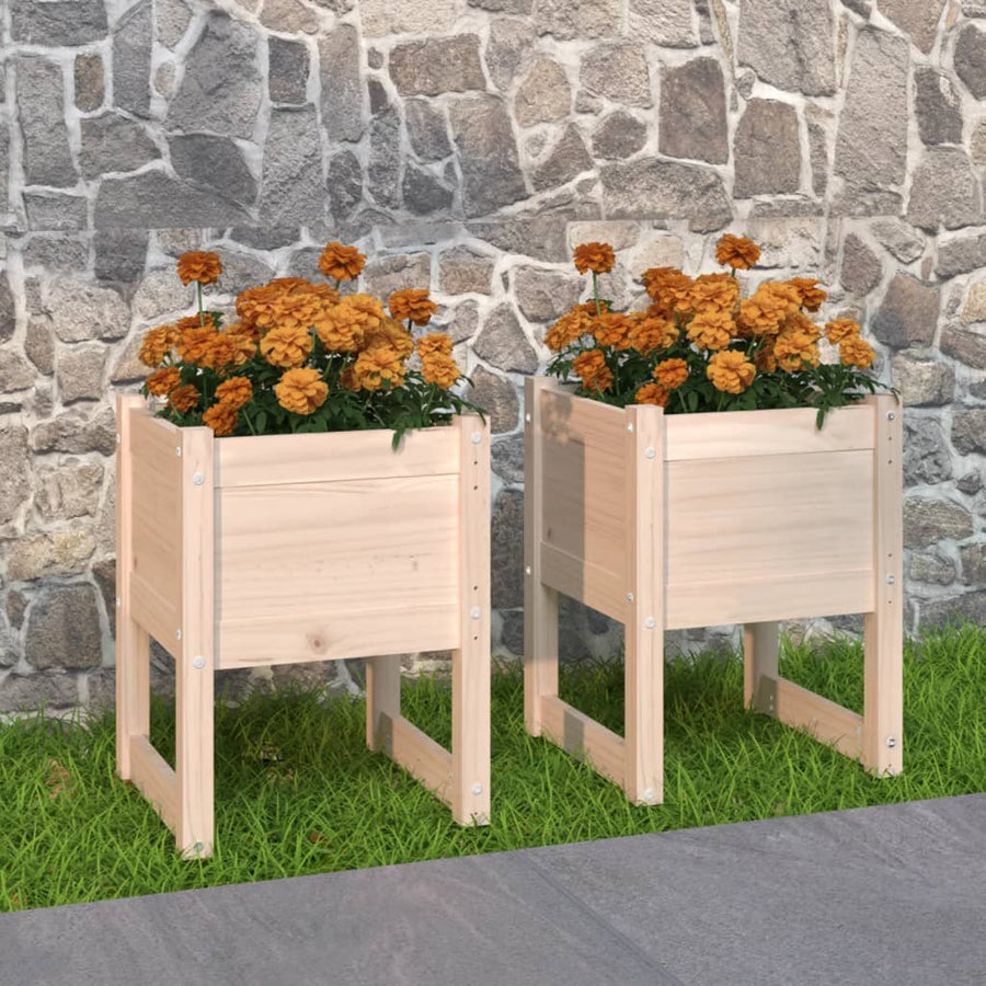 Jardiniere, 2 Buc, 40X40X52,5 Cm, Lemn Masiv De Pin Natural