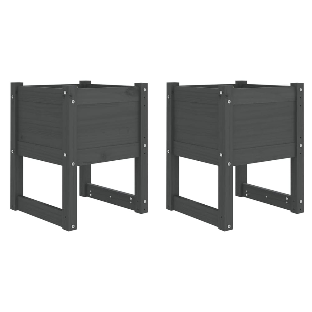 Jardiniere, 2 Buc., , 40X40X52,5 Cm, Lemn Masiv De Pin Gri