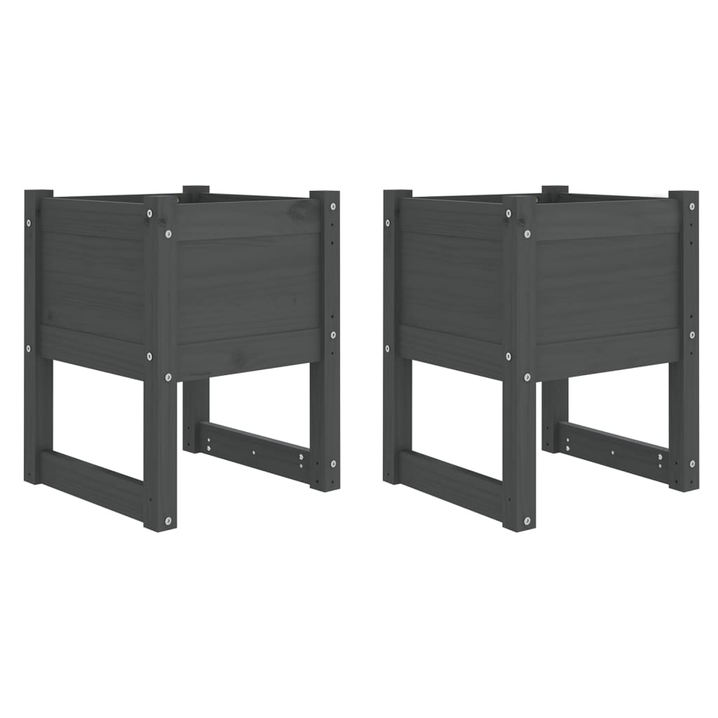 Jardiniere, 2 Buc., , 40X40X52,5 Cm, Lemn Masiv De Pin Gri