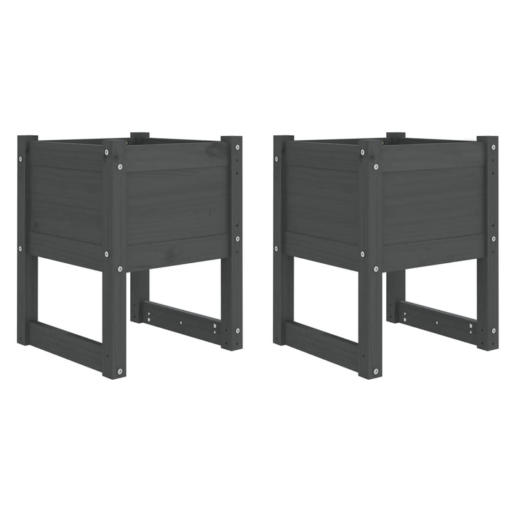 Jardiniere, 2 Buc., , 40X40X52,5 Cm, Lemn Masiv De Pin Gri