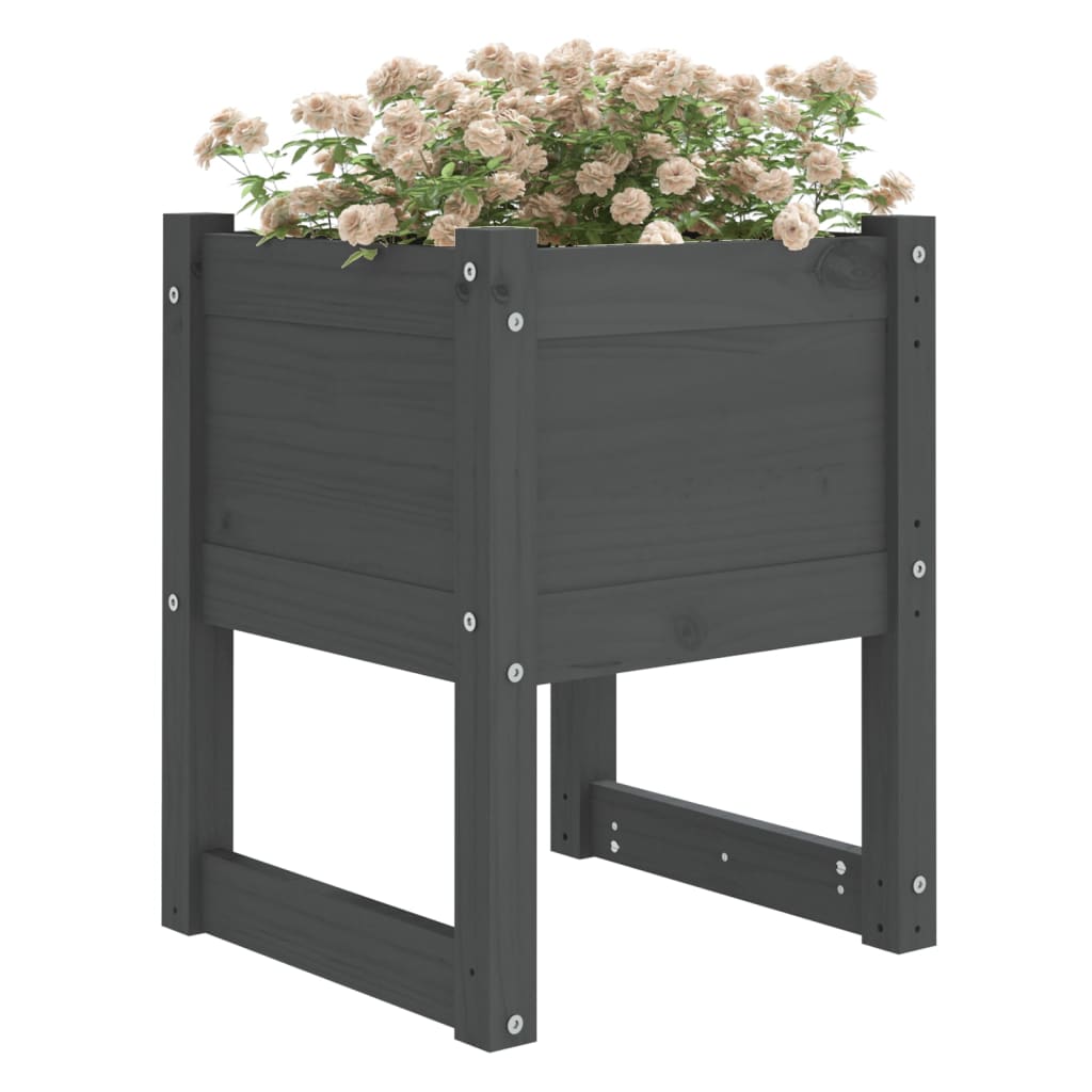 Jardiniere, 2 Buc., , 40X40X52,5 Cm, Lemn Masiv De Pin Gri