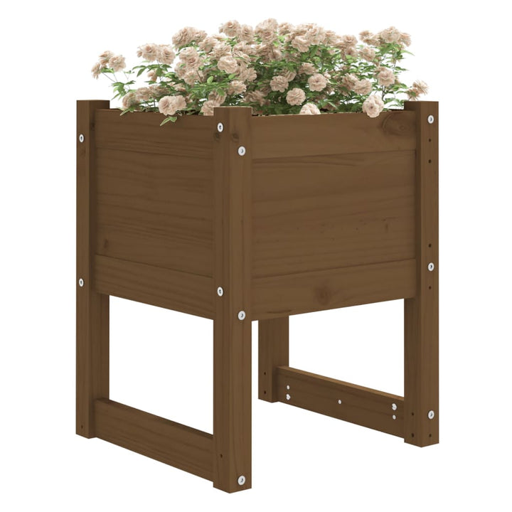 Jardiniere, 2 Buc., , 40X40X52,5Cm, Lemn Masiv De Pin Maro Miere
