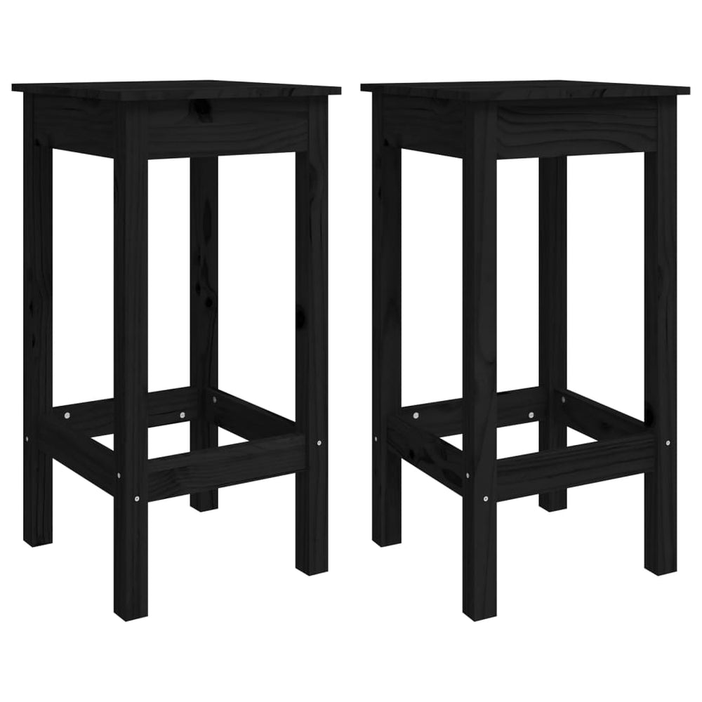 Scaune De Bar, 2 Buc., Negru, 40X40X78 Cm, Lemn Masiv Pin