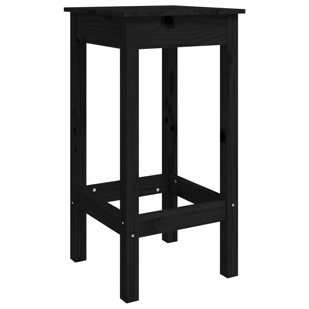 Scaune De Bar, 2 Buc., Negru, 40X40X78 Cm, Lemn Masiv Pin