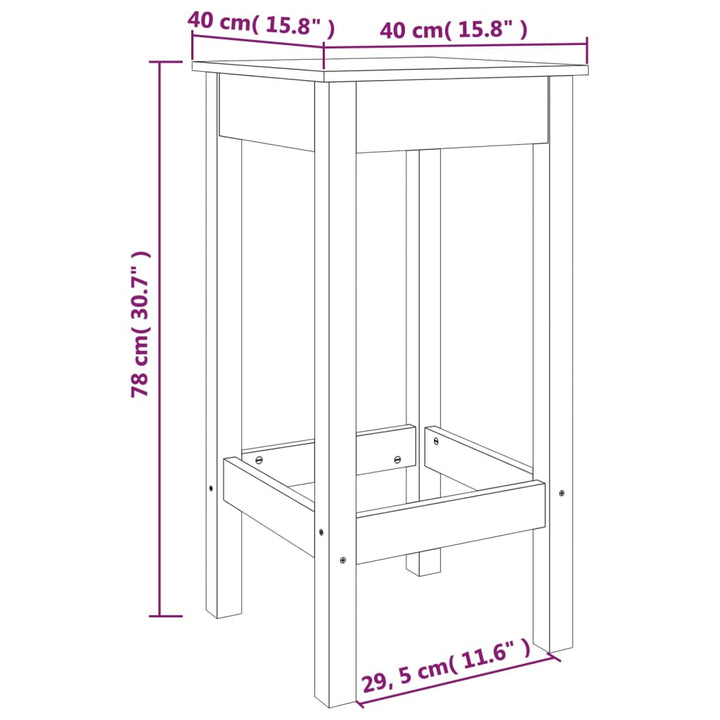 Scaune De Bar, 2 Buc., Negru, 40X40X78 Cm, Lemn Masiv Pin
