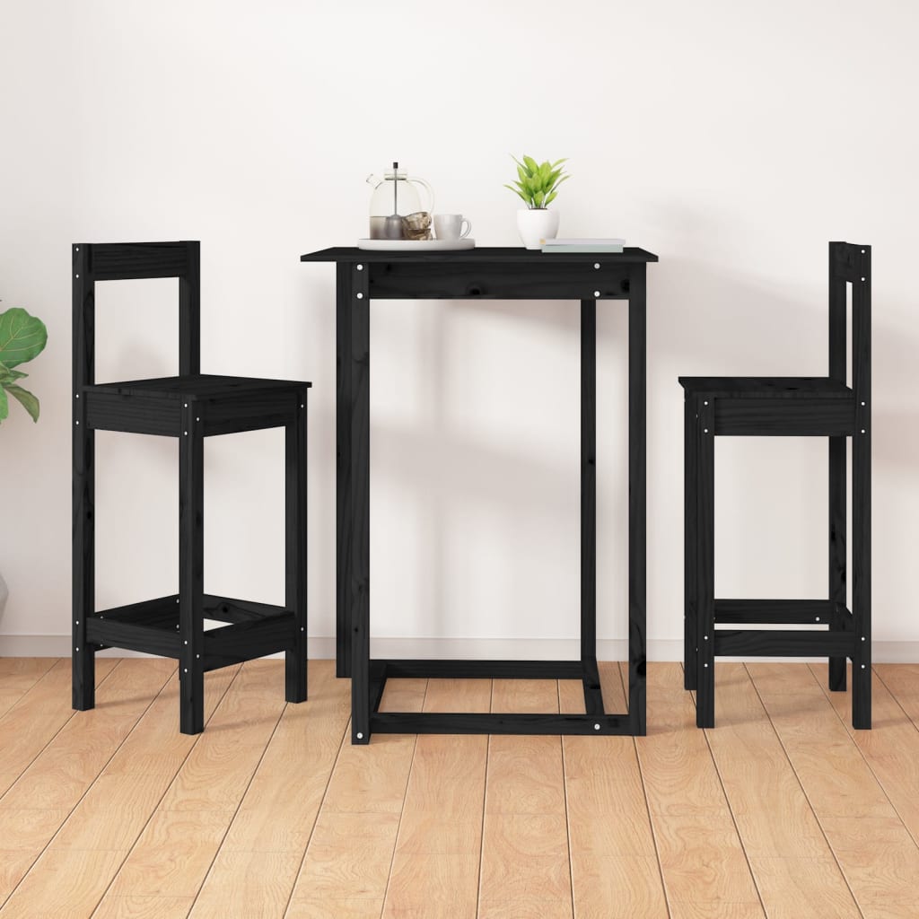 Scaune De Bar, 2 Buc., Negru, 40X40X78 Cm, Lemn Masiv Pin