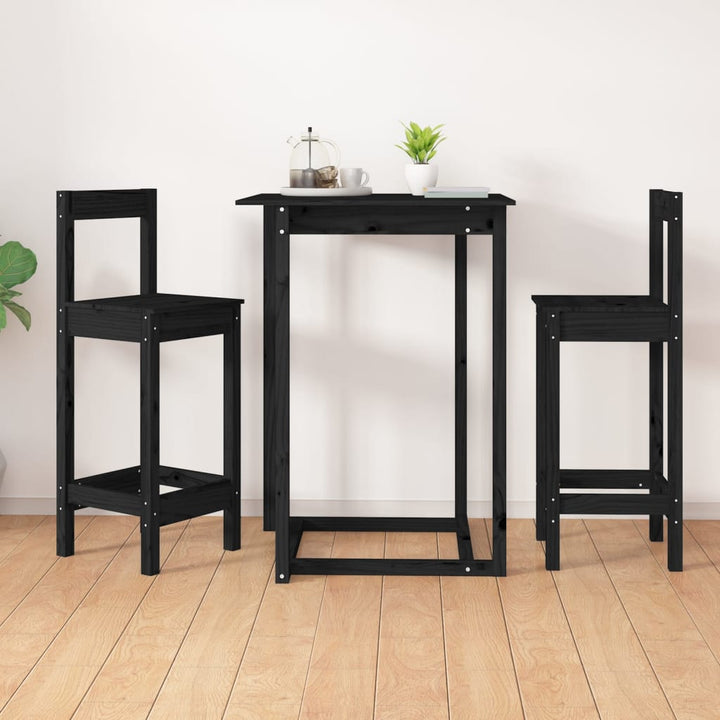 Scaune De Bar, 2 Buc., Negru, 40X40X78 Cm, Lemn Masiv Pin
