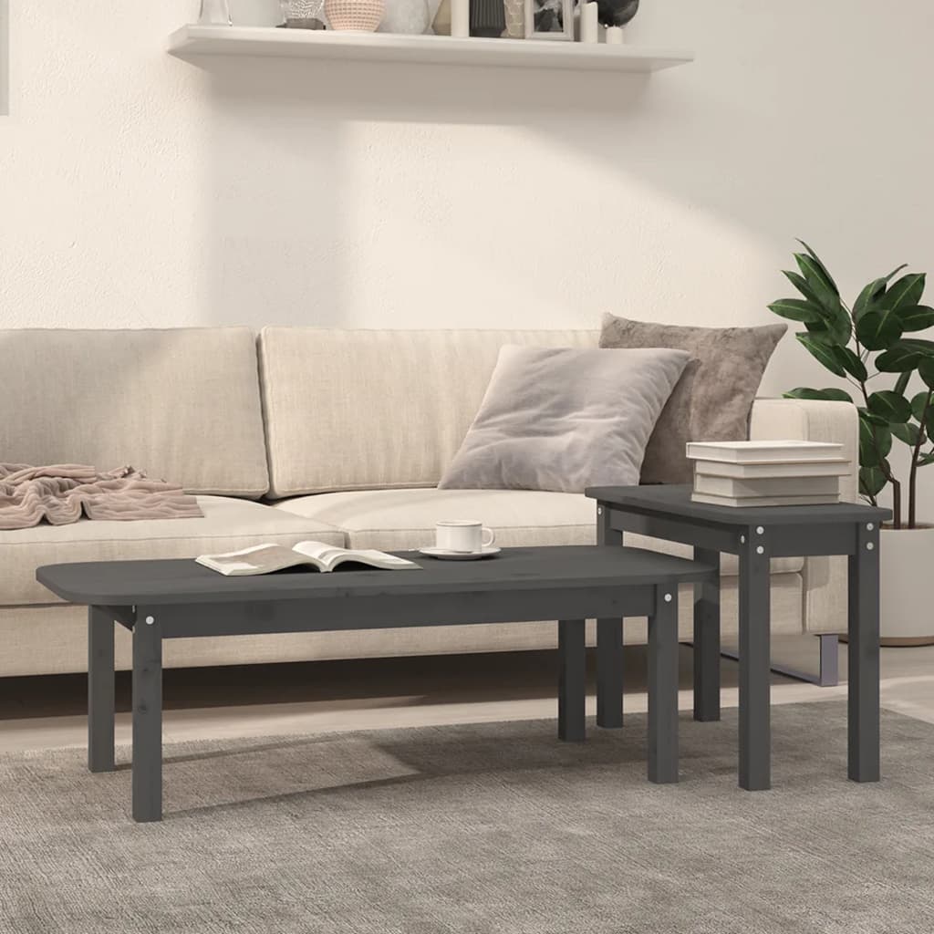 Set Măsuțe De Cafea, 2 Piese, , Lemn Masiv De Pin