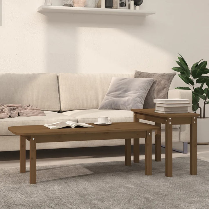 Set Măsuțe De Cafea, 2 Piese, , Lemn Masiv De Pin