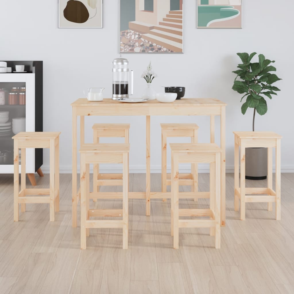 Set Mobilier De Bar, 7 Piese, , Lemn Masiv De Pin