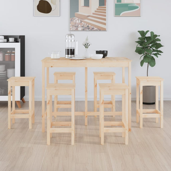 Set Mobilier De Bar, 7 Piese, , Lemn Masiv De Pin