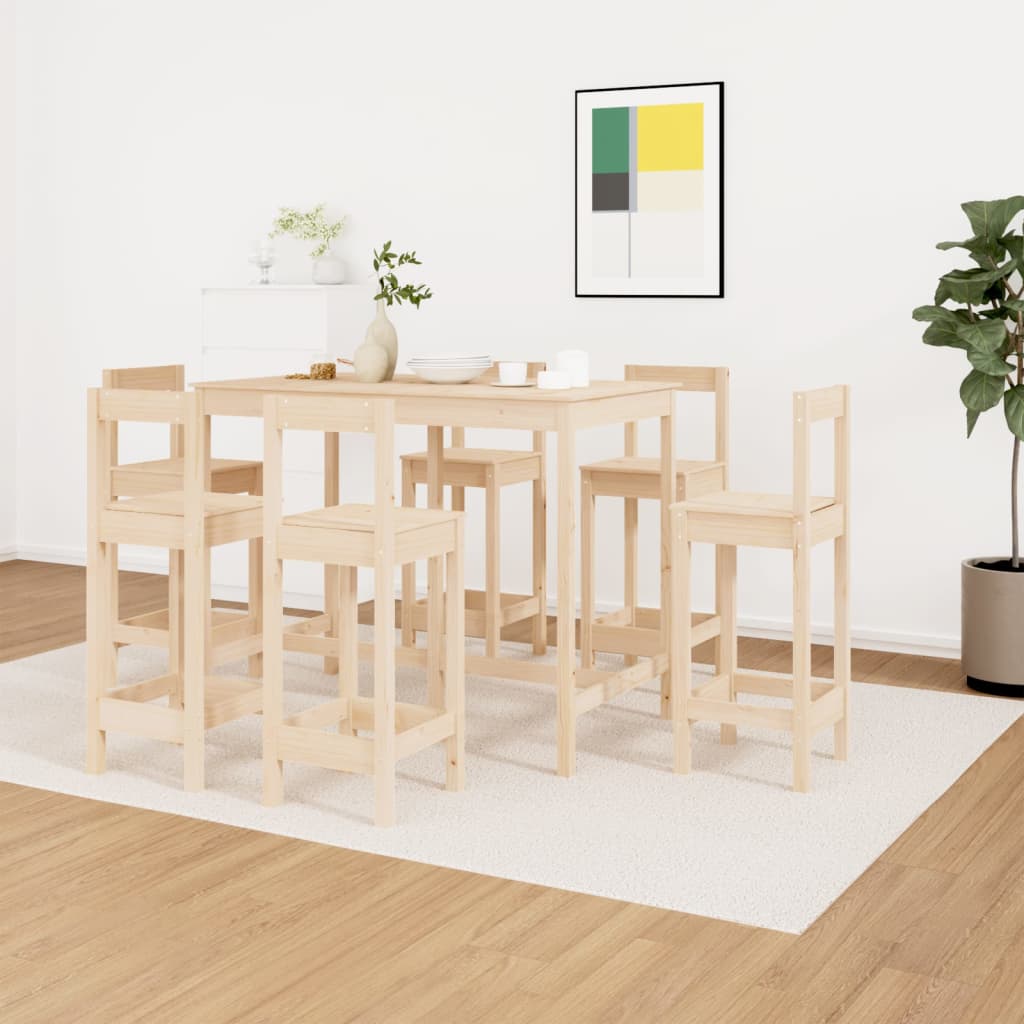 Set Mobilier De Bar, 7 Piese, Lemn Masiv De Pin