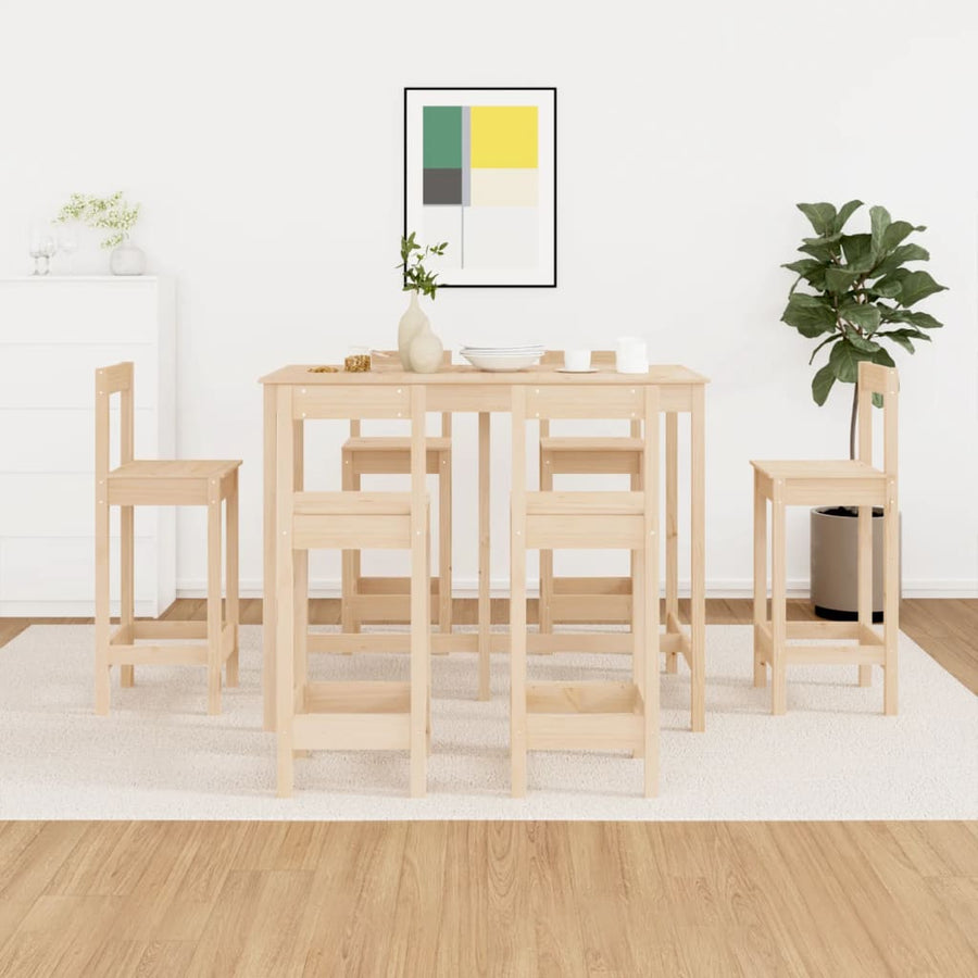Set Mobilier De Bar, 7 Piese, Lemn Masiv De Pin