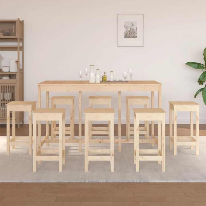 Set Mobilier De Bar, 9 Piese, , Lemn Masiv De Pin