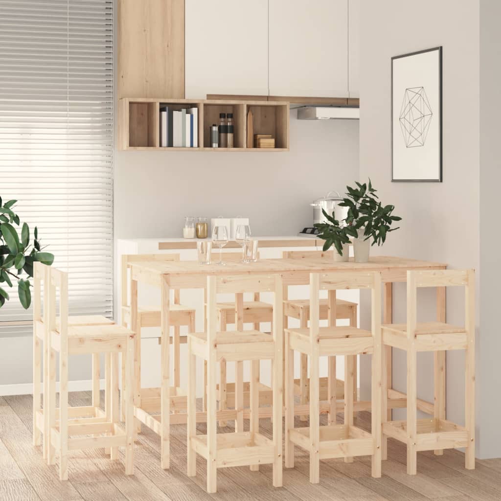 Set Mobilier De Bar, 9 Piese, , Lemn Masiv De Pin