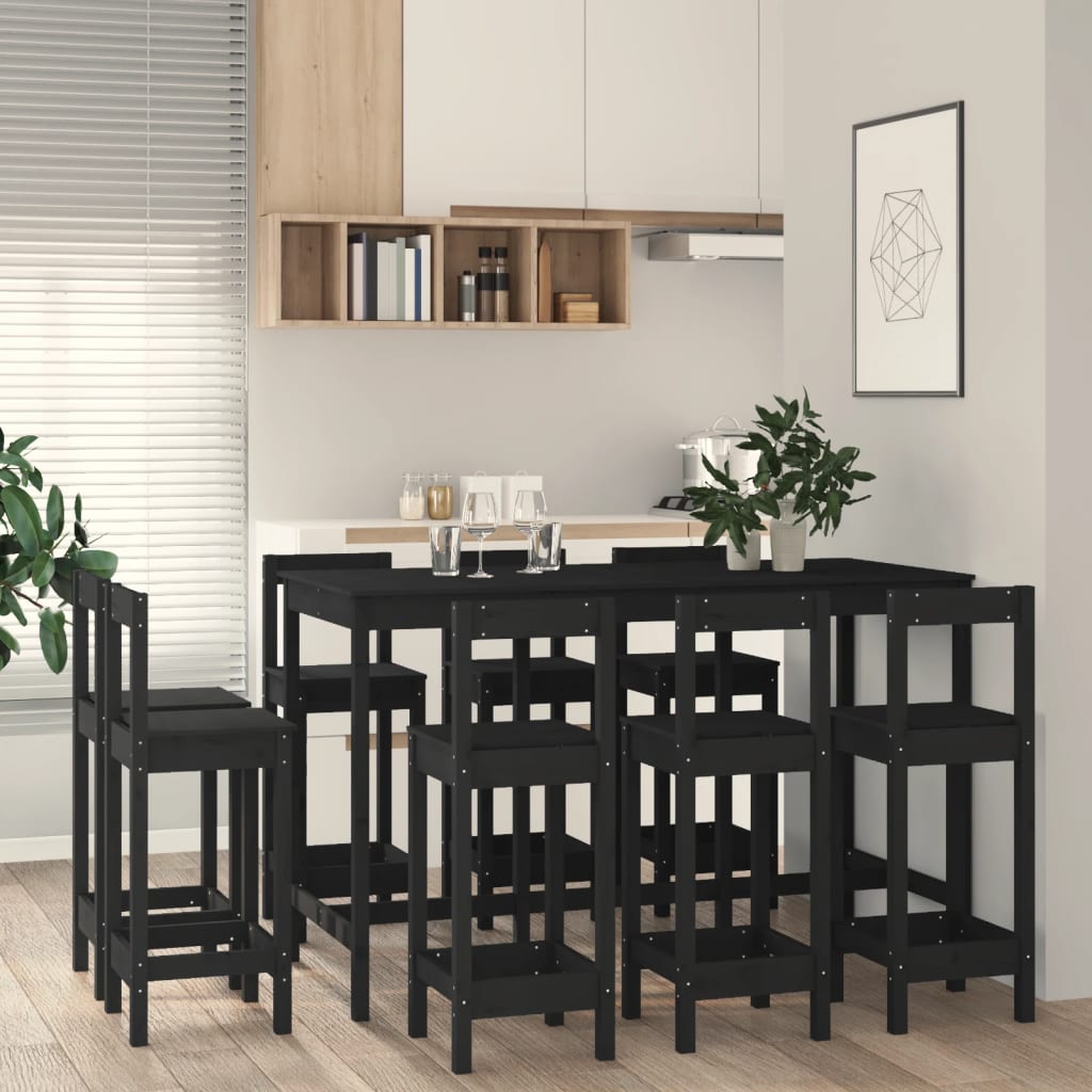 Set Mobilier De Bar, 9 Piese, , Lemn Masiv De Pin