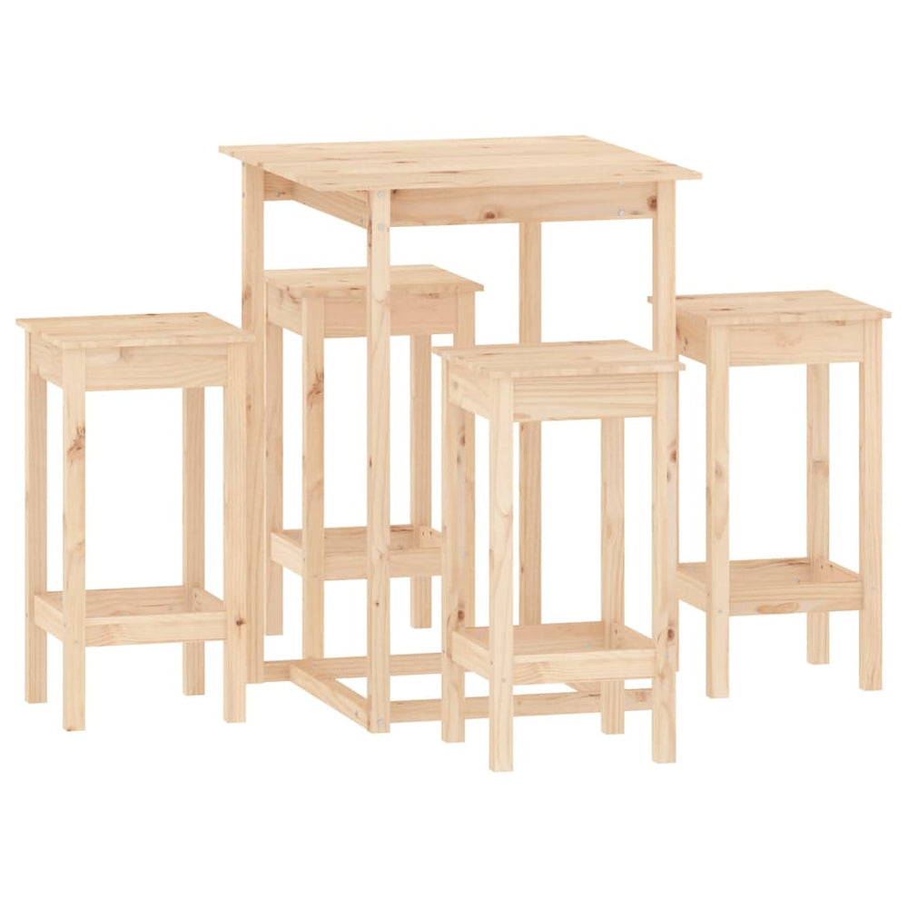 Set Mobilier De Bar, 5 Piese, Lemn Masiv De Pin