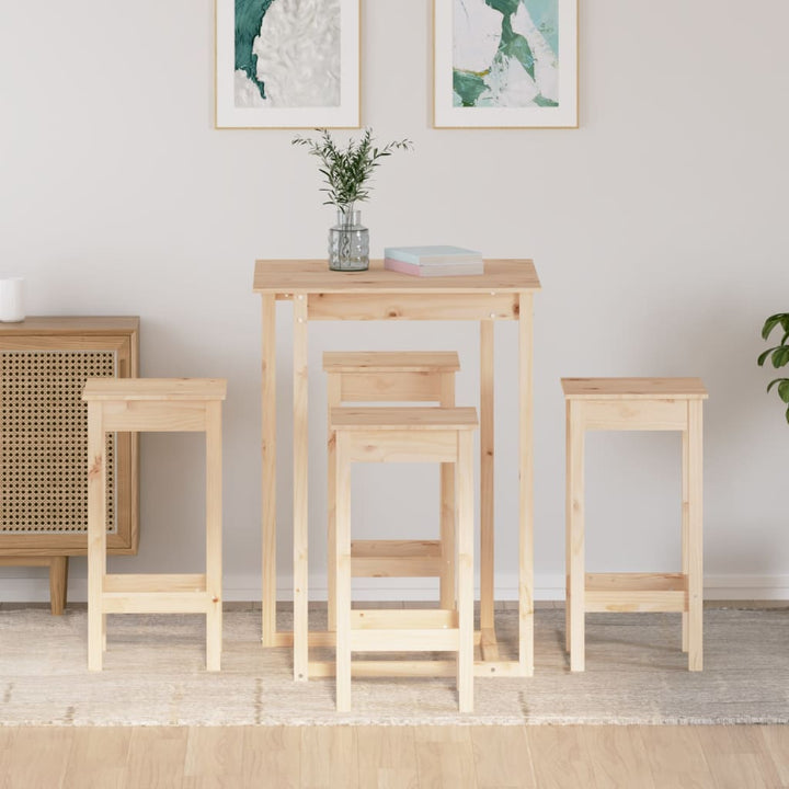 Set Mobilier De Bar, 5 Piese, Lemn Masiv De Pin