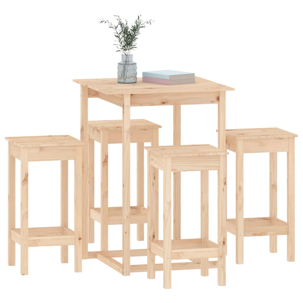Set Mobilier De Bar, 5 Piese, Lemn Masiv De Pin