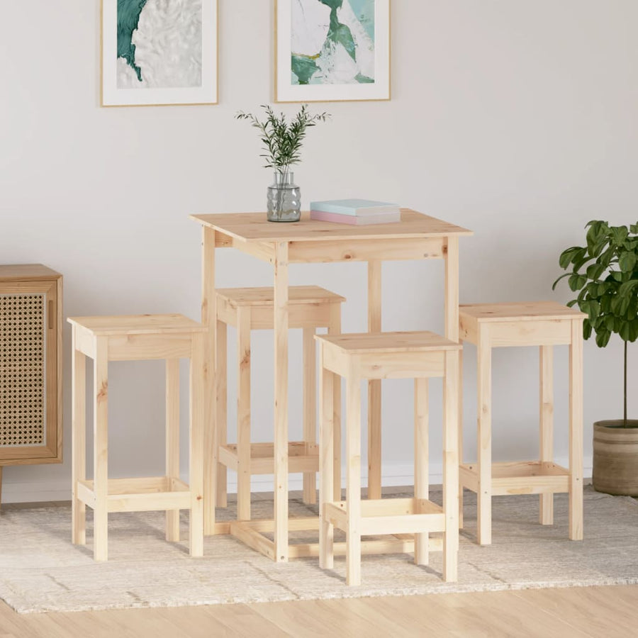 Set Mobilier De Bar, 5 Piese, Lemn Masiv De Pin