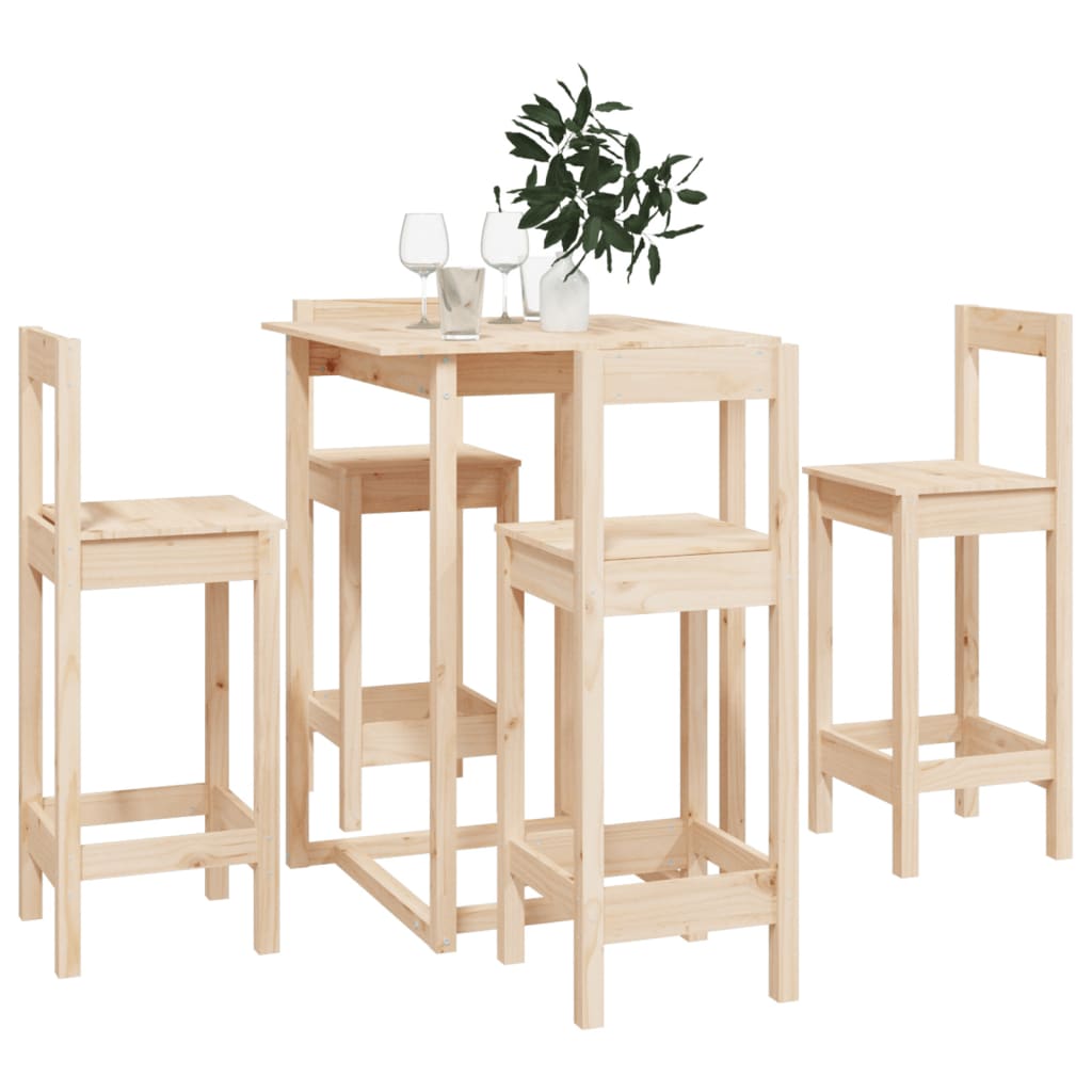 Set Mobilier De Bar, 5 Piese, Lemn Masiv De Pin