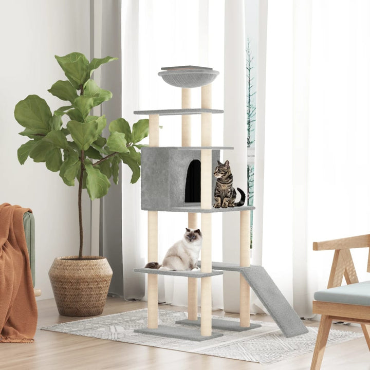 Ansamblu De Pisici Cu Stâlpi Din Funie De Sisal, , 166 Cm