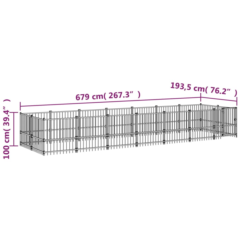Padoc Pentru Câini De Exterior, 13,14 M², Oțel