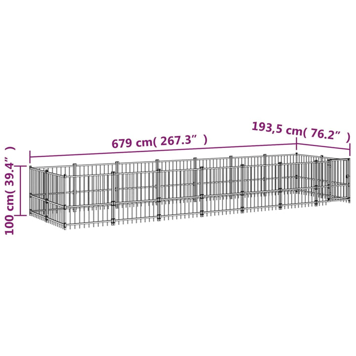 Padoc Pentru Câini De Exterior, 13,14 M², Oțel