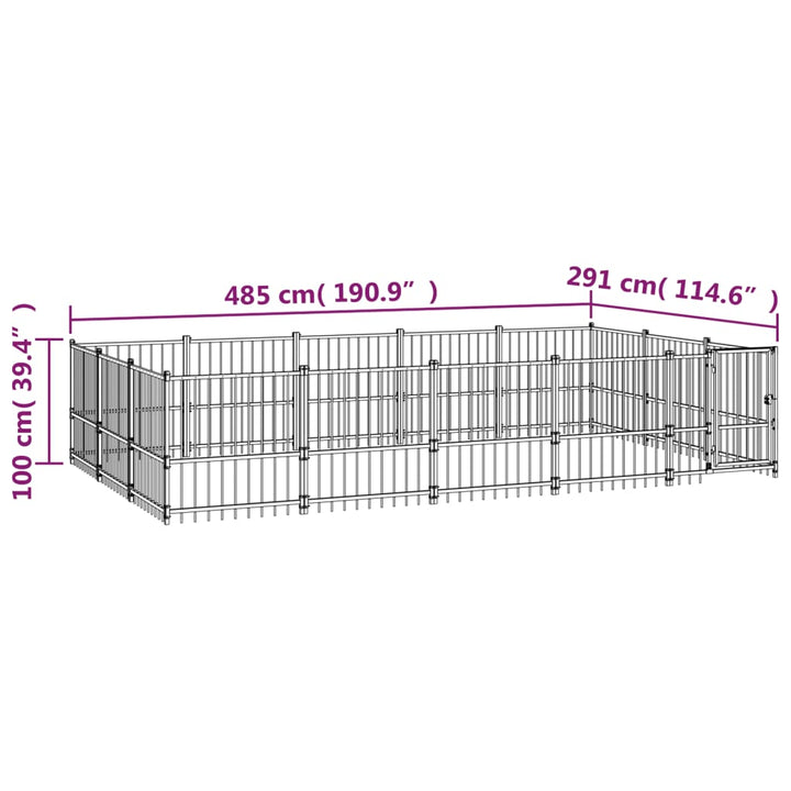 Padoc Pentru Câini De Exterior, 14,11 M², Oțel