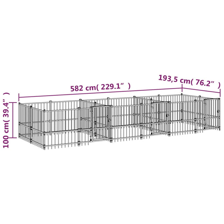 Padoc Pentru Câini De Exterior, 11,26 M², Oțel